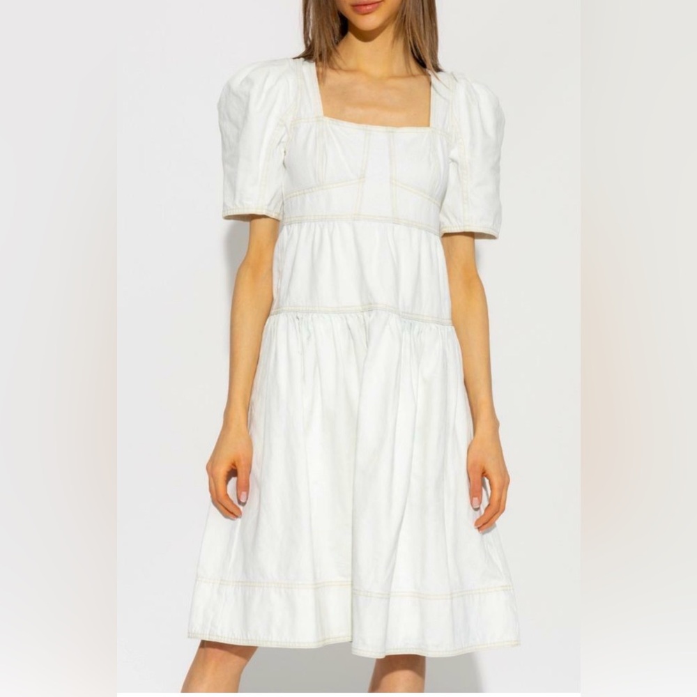 Ulla Johnson Ames Denim Dress in Whitewash